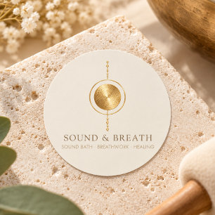 Minimal Gold Sound Healing & Breathwork Classic Round Sticker