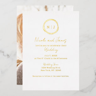 Minimal Gold White Modern Glam Wedding Photo