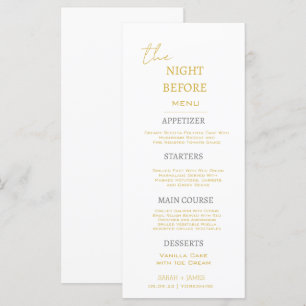 Minimal Gold & White The Night Before Wedding  Menu