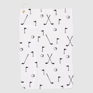 Minimal Golf Pattern Ball Flag Club Golfer Gift  Golf Towel