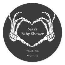 Minimal Goth Skeleton Hands Baby Shower Favour