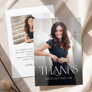 Minimal Graceful Elegance 2 Photo Graduation Thank You Card