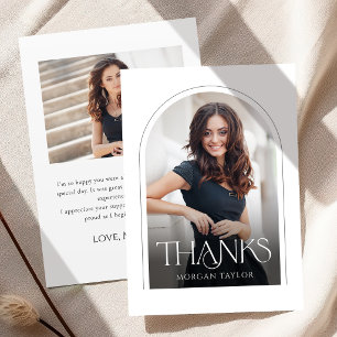 Minimal Graceful Elegance Arch 2 Photo Graduation Thank You Card