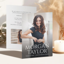 Minimal Graceful Name Photo Grad Announcement