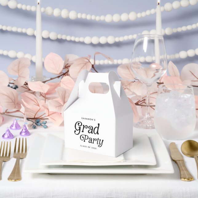 Minimal Grad Party Retro Graduation Favor Box (Wedding)