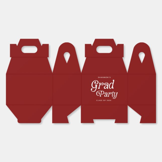 Minimal Grad Party Retro Graduation Favour Boxes (Unfolded)