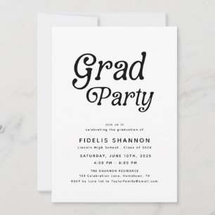 Minimal Grad Party Retro Graduation Invitation