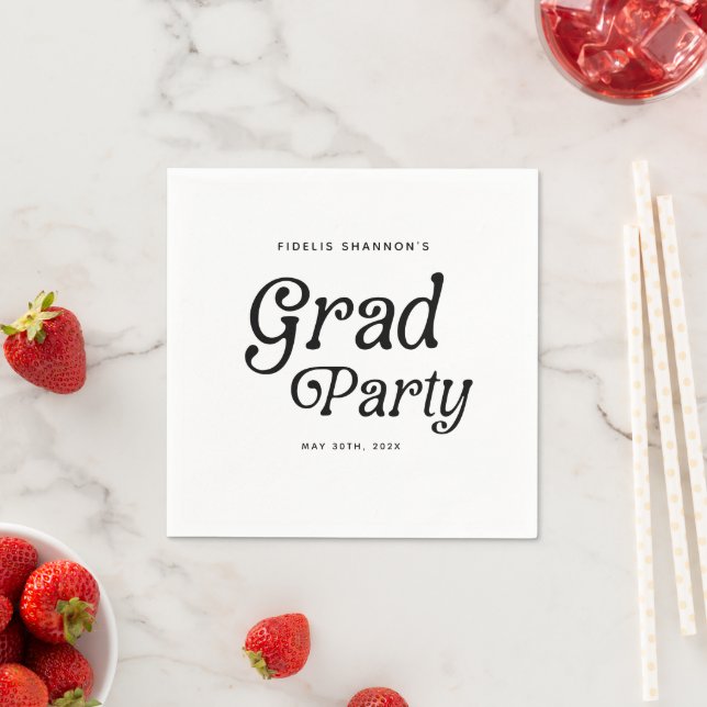 Minimal Grad Party Retro Graduation Napkin (Insitu)