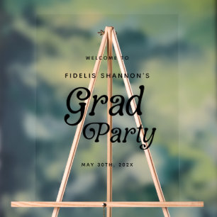 Minimal Grad Party Retro Graduation Welcome Sign