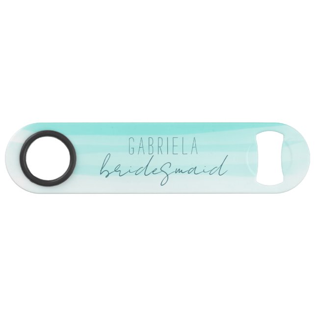 Minimal gradient mint custom bridesmaid  bar key (Front (Horizontal))