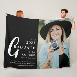 Minimal Graduate Photo & Quote Keepsake Gift Fleece Blanket