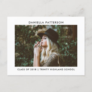 Minimal Graduate Photo   Simple Graduation Party Invitation Postcard