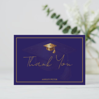 Minimal Graduation Cap Tassel Thank You Card