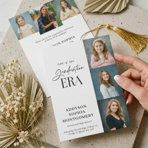 Minimal Graduation Era Then & Now Photos Grad Invitation