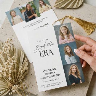 Minimal Graduation Era Then & Now Photos Grad Invitation