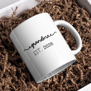 Minimal Grandma Established Handwritten Name Year Coffee Mug