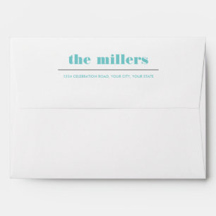 Minimal Graphic   Aqua Blue Hipster Return Address Envelope