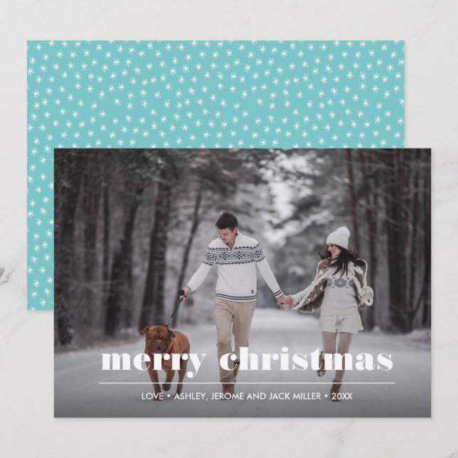 Minimal Graphic | Aqua Christmas  Photo Card (Front/Back)