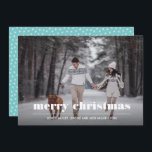 Minimal Graphic | Aqua Christmas  Photo Card<br><div class="desc">Contemporary and minimal bold graphic typography "Merry Christmas" photo card. 
The back of the card features a pop of coordinating colour with a winter star pattern
Any colour available upon request</div>