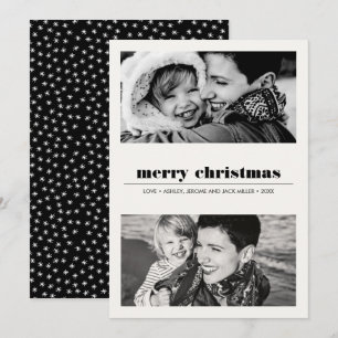 Minimal Graphic   Black Merry Christmas 2 Photo Card