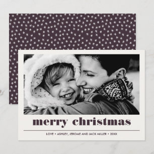 Minimal Graphic Burgundy Merry Christmas Photo Card