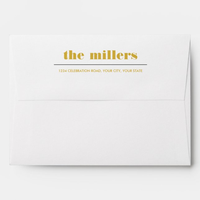 Minimal Graphic | Mustard Yellow Return Address Envelope (Back (Top Flap))