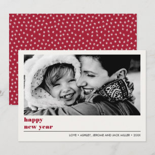 Minimal Graphic   Ruby red  Happy new Year Photo Card