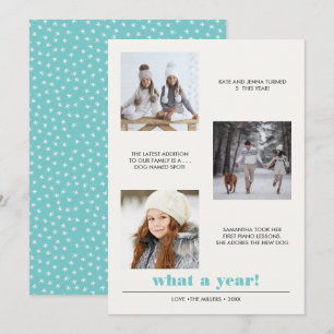 Minimal Graphic   Year in review 3 photo collage Card