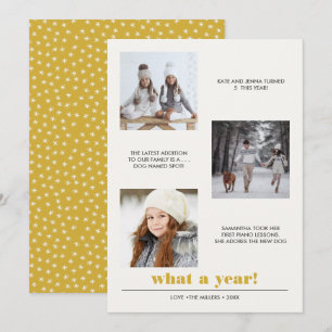 Minimal Graphic   Year in review 3 photo collage Card