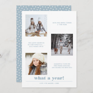 Minimal Graphic   Year in review 3 photo collage Card