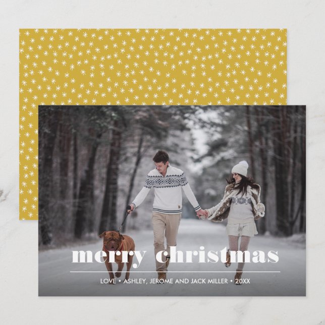 Minimal Graphic | Yellow Christmas  Photo Card (Front/Back)