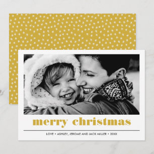 Minimal Graphic   Yellow Merry Christmas Photo Card