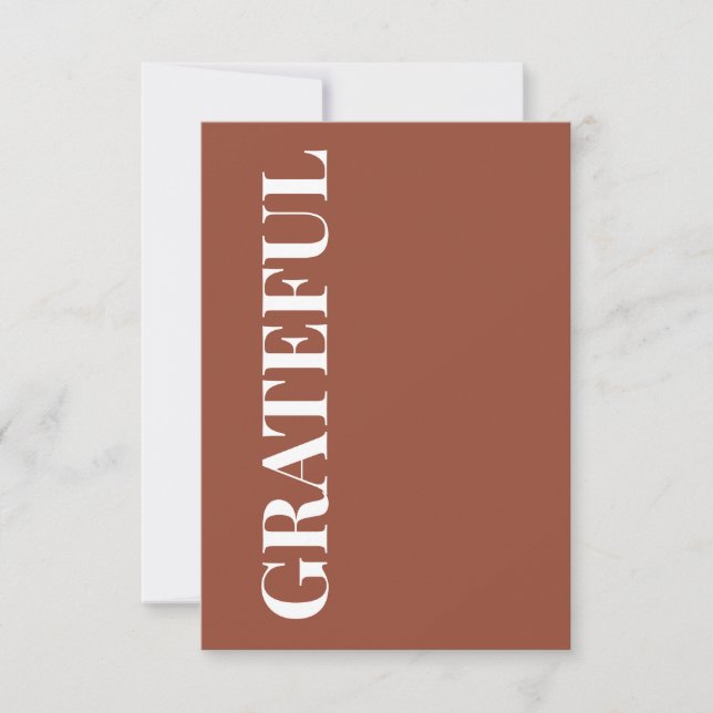 Minimal GRATEFUL | Terracotta Holiday Greeting Card (Front)