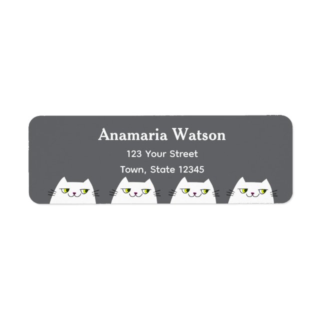 Minimal Gray Cat Return Address (Front)