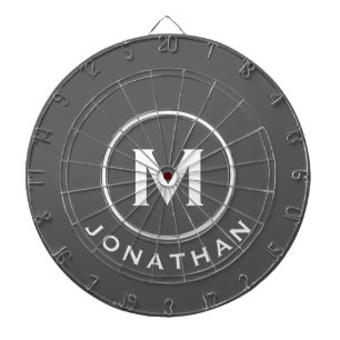 Minimal Gray Classic Monogram Name Dartboard