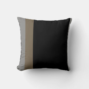 Minimal Gray & Taupe Vertical Stripes Throw Pillow