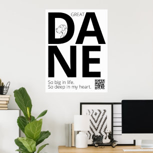 Minimal Great Dane Typography Poster