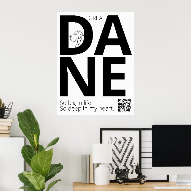 Minimal Great Dane Typography Poster (Home Office)