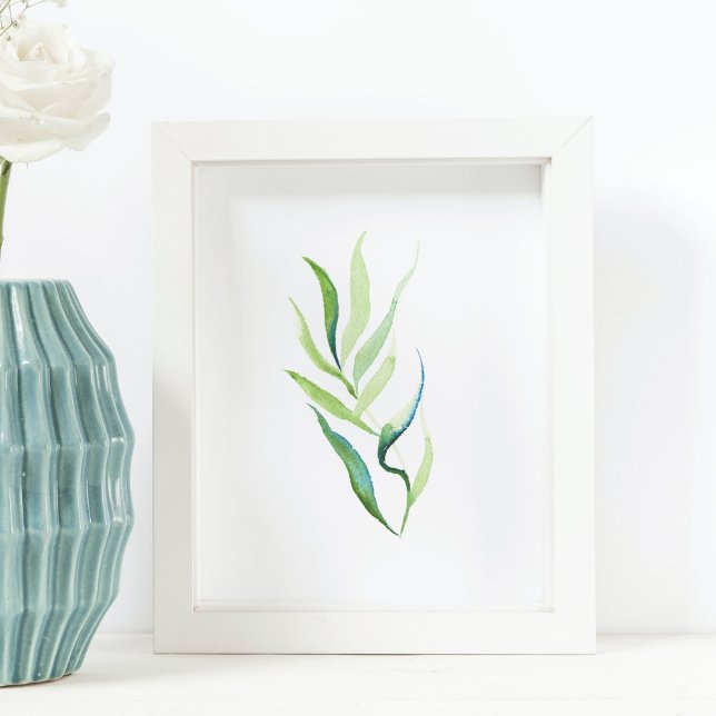 Minimal Green and White Botanical Print (watercolor botanical art by Victoria Grigaliunas of Do Tell A Belle)