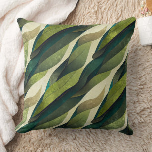 Minimal Green Olive Abstract Deco Pattern Throw Pillow
