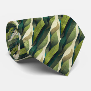 Minimal Green Olive Abstract Deco Pattern Tie