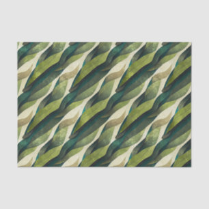 Minimal Green Olive Abstract Deco Pattern Tissue Paper