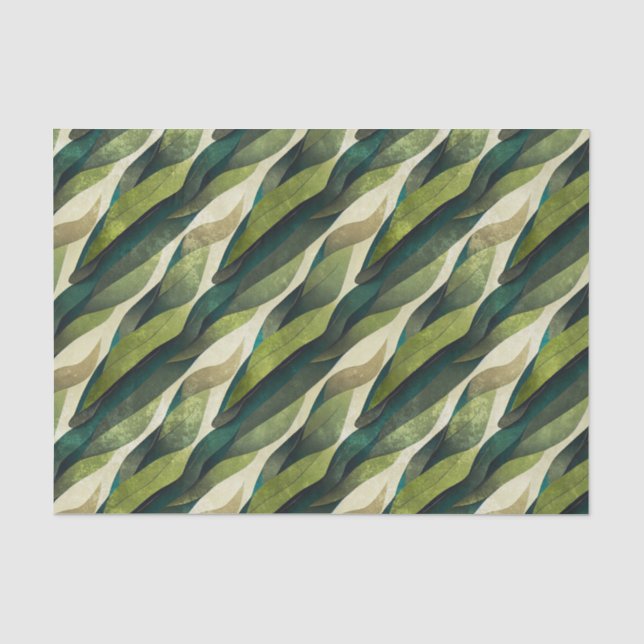 Minimal Green Olive Abstract Deco Pattern Tissue Paper (Front)