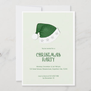 Minimal Green Santa Hat Christmas Party Invitation
