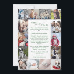 Minimal Green What A Year Photo Collage Christmas Holiday Card<br><div class="desc">This minimal green What A Year photo collage Christmas holiday card is the perfect simple holiday greeting. The design features classic green and white typography paired with a rustic yet elegant script font with hand lettered style. Personalize the card with 15 family photos, your family name, first names, and year....</div>