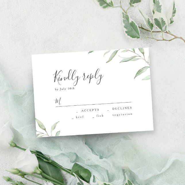 Minimal greenery botanical rustic wedding RSVP (Minimal greenery botanical rustic wedding RSVP)