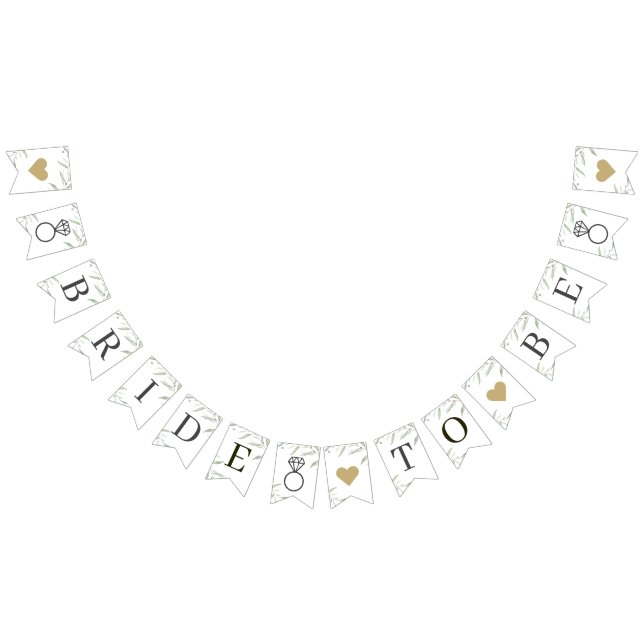 Minimal Greenery Bride to Be rustic Bridal Shower Bunting Flags (All)