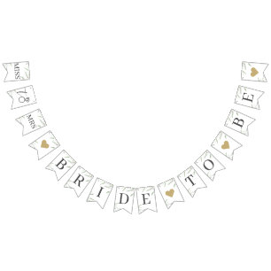 Minimal Greenery Bride to Be Rustic Bridal Shower Bunting Flags