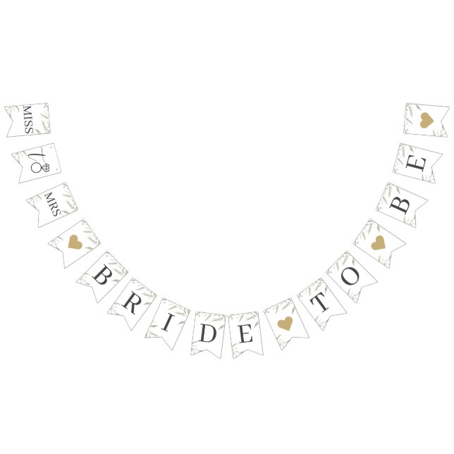 Minimal Greenery Bride to Be Rustic Bridal Shower Bunting Flags (All)