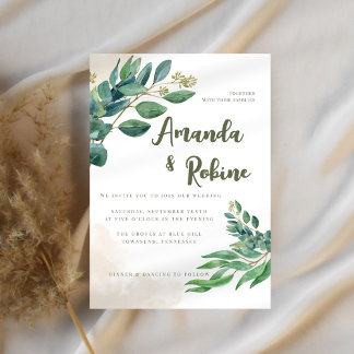 Minimal Greenery Eucalyptus Wedding Invitation